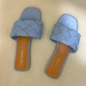 Top Moda Baby Blue Braided Slides